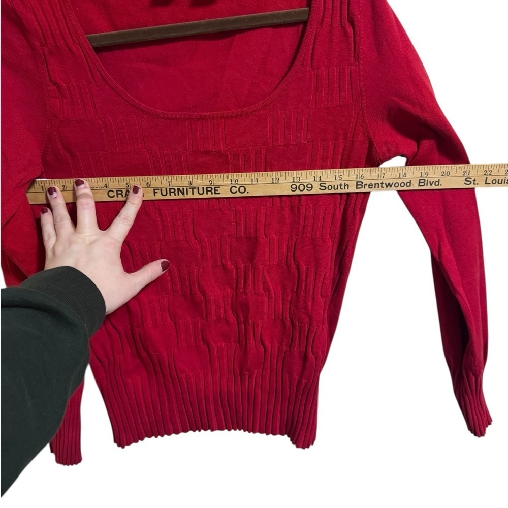 Red WR Silk Blend Textured Top Long Sleeve Women’s L (Fits S–M) - Picture 5 of 8